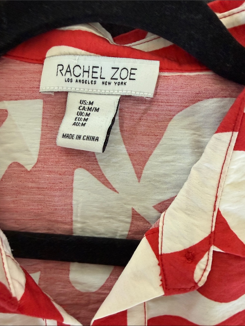 Rachel Zoe Red & White Sleeveless Button-Front Tie-Hem Blouse - Picture 2 of 4